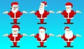 Santa Claus in his red clothes with white beard shrugs shoulders expressing don`t know gesture.