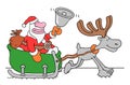 Santa Claus and his reindeer are in a hurry to reach the children with the presents