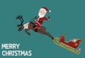 Santa Claus and his reindeer are pulling the sleigh Royalty Free Stock Photo