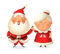 Santa Claus and his wife Mrs Claus celebrate holidays - vector illustration isolated on transparent background Royalty Free Stock Photo