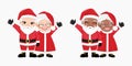 Santa Claus and his wife waving hands and greeting Vector illustration, American African Santa and wife Royalty Free Stock Photo