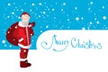 Santa Claus Hold Big Present Sack Christmas Holiday Happy New Year Greeting Card