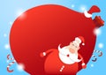 Santa Claus Hold Big Present Sack Christmas Holiday Happy New Year Greeting Card