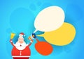 Santa Claus Hold Megaphone Empty Copy Space Happy New Year Holiday Merry Christmas