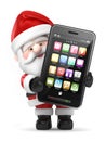 Santa Claus holding a big smart phone