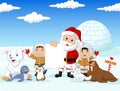 Santa Claus holding blank sign with friends Royalty Free Stock Photo