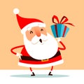 Santa Claus holding Christmas gift box present on hand Royalty Free Stock Photo