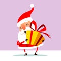 Santa Claus holding Christmas gift box present on hand Royalty Free Stock Photo