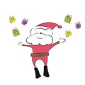 Santa claus holding gift box and happy vector