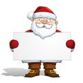 Santa Claus Holding a Label