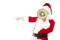 Santa Claus holding megaphone and pointing gesture Royalty Free Stock Photo