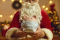 Santa shares money with healthcare workers and organizations to help fight Covid 19 Royalty Free Stock Photo