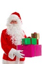 Santa Claus holding presents.