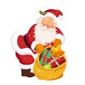 Santa Claus holding a Sack with Toys. Christmas Vector Royalty Free Stock Photo