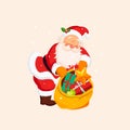 Santa Claus holding a Sack with Toys. Vector Royalty Free Stock Photo