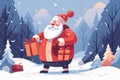 santa claus holiday cartoon christmas red winter illustration gift present. Generative AI. Royalty Free Stock Photo
