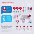 Santa Claus And Holiday Dog On Merry Christmas Infographics Banner With World Map Royalty Free Stock Photo