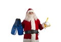 santa claus vacations by the sea with fin and snokeling mask