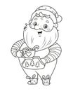 Santa Claus in home costume drinking sweet drink coloring page, outline cartoon vector illustration Royalty Free Stock Photo