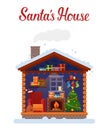 Santa claus home or house. 2017 happy new year and merry christmas or xmas eve building with gifts and presents. May be Royalty Free Stock Photo