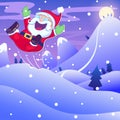 Santa Claus hopping in Christmas night