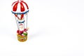 Santa Claus in Hot air balloon flight on white background Royalty Free Stock Photo