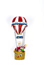 Santa Claus in Hot air balloon flight on white background Royalty Free Stock Photo