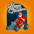 Santa Claus Hot Rod vector illustrator with Background Royalty Free Stock Photo