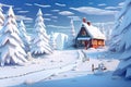 Santa Claus house at North Pole. Holiday of Christmas and New Year. Rustic cozy fairy-tale house. Royalty Free Stock Photo