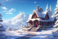 Santa Claus house at North Pole. Holiday of Christmas and New Year. Rustic cozy fairy-tale house. Royalty Free Stock Photo
