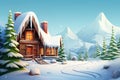 Santa Claus house at North Pole. Holiday of Christmas and New Year. Rustic cozy fairy-tale house. Royalty Free Stock Photo