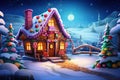 Santa Claus house at North Pole. Holiday of Christmas and New Year. Rustic cozy fairy-tale house. Royalty Free Stock Photo