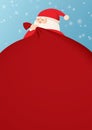 Santa claus and a huge bag of gifts with space for text. Use for cover, greeting cards, banners, ads, invitation