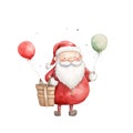 Santa Claus on isolated Background - Minimalist Watercolor Illustration Royalty Free Stock Photo