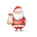 Santa Claus on isolated Background - Minimalist Watercolor Illustration Royalty Free Stock Photo