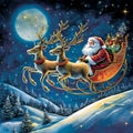anta Claus is joyfully riding on his sleigh