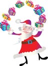 Santa Claus juggling presents