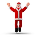 Santa Claus Jumping Happy on white background front view. Happy New Year Merry Christmas holidays concept 3D illustration