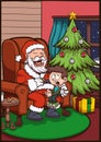 Santa Claus With Kid Background. Vector illustration with simple gradients. Royalty Free Stock Photo