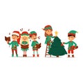 Santa Claus kids cartoon elf helpers Royalty Free Stock Photo