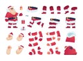 Santa Claus kit. Xmas grandfather with bag and presents. Christmas character animation constructor, moving arms and legs