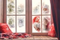 Santa Claus is knocking at window Royalty Free Stock Photo