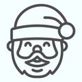 Santa Claus line icon. Grandfather smilling face with conic hat. Christmas vector design concept, outline style