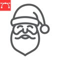 Santa Claus line icon, merry christmas and xmas, new year sign vector graphics, editable stroke linear icon, eps 10. Royalty Free Stock Photo