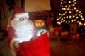 Santa Claus look at magical sac Royalty Free Stock Photo