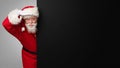 Santa Claus look to future black banner Royalty Free Stock Photo