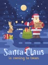 Santa Claus lost his sleigh and reindeer and is hitchhiking on the road to deliver presents to children. Christmas flat