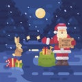 Santa Claus lost his sleigh and reindeer and is hitchhiking Royalty Free Stock Photo