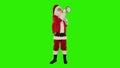 Santa Claus with a loudspeaker making an announcement, front view, Green Screen