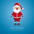Santa claus merry christmas type blue background Royalty Free Stock Photo